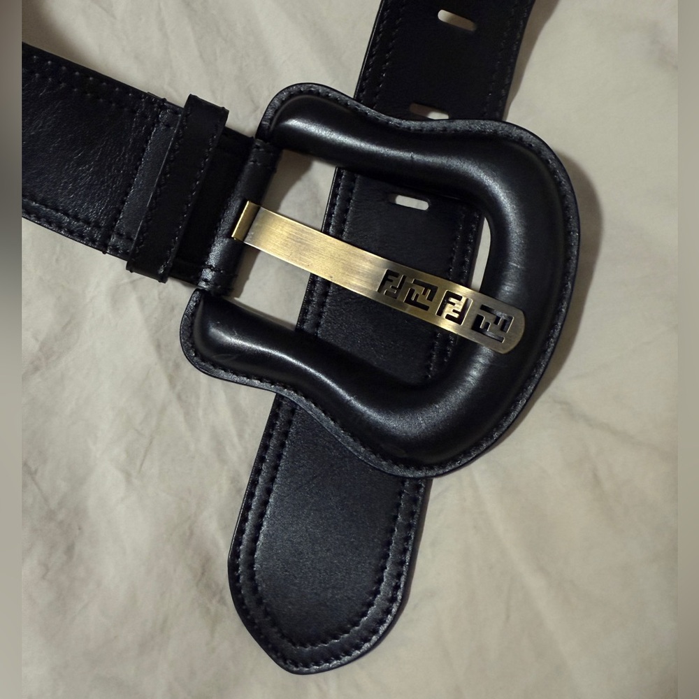 Fendi large buckle Leather Belt